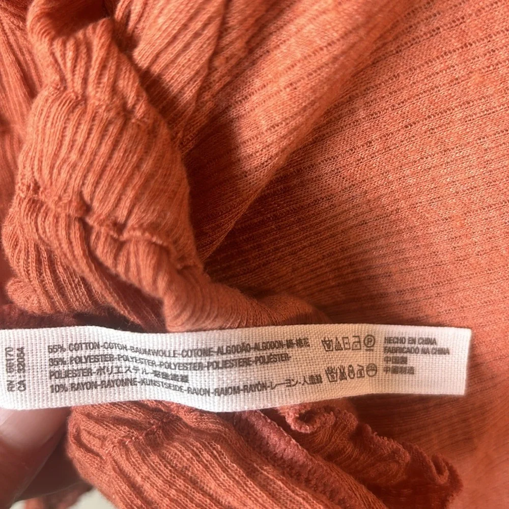FREE PEOPLE BEACH LS Cropped Rust Orange Peasant BOHO Beach Size XS